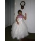 A-line Jewel Floor-length Tulle Satin Flower Girl Dress