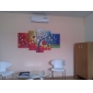 Hand-painted Abstract Oil Painting with Stretched Frame - Set of 5
