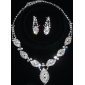 Silver Rhinestone Two Piece Ladies' Dazzling Leaves Wedding Jewelry Set (45 cm)