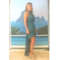 Sheath/ Column High Neck Asymmetrical Elastic Woven Satin Cocktail Dress