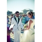 Audrey Hepburn Funny Face Ball Gown Bateau Knee-length Satin Tulle Wedding Dress