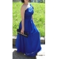 Sheath/ Column One Shoulder Floor-length Chiffon Elastic Woven Satin Bridesmaid Dress