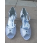satinato di alta qualità superiore a spillo peep toe con tacco scarpe moda strass