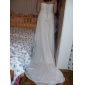 A-line Side-Draped Fit and Flare Wedding Dresses with Beaded Applique