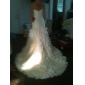 Luxury Delicate Beaded Taffeta Chapel Train Wedding Dress