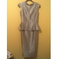 TS Vintage Style Silver Peplum Sheath Dress