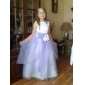 A-line Scoop Floor-length Satin Organza Flower Girl Dress 