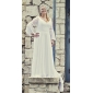 A-line Sweep/ Brush Train Satin Chiffon Wedding Dress
