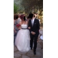 Ball Gown Strapless Floor-length Tulle Wedding Dress With Flowers