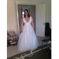 A-line V-neck Floor-length Satin Wedding Dress