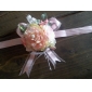 elegant lichtroze zijde steeg met chiffon decoratie huwelijk / bruids pols flower