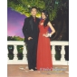 Sheath/Column V-neck Floor-length Chiffon Evening Dress inspired by Odette Yustman at Oscar
