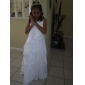 A-line Spaghetti Straps Floor-length Taffeta Organza Flower Girl Dress