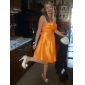 A-line Strapless Empire Knee-length Taffeta Bridesmaid/ Wedding Party Dress