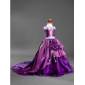 Ball Gown Spaghetti Straps Court Train Taffeta Satin Flower Girl Dress