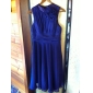 A-line High Neck Knee-length Chiffon Bridesmaid/Wedding Party Dress 