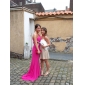  Sheath/Column One Shoulder Chiffon Evening Dress With Sweep/Brush Train