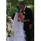 2 capas de encaje con la catedral / velo cuentas de la boda