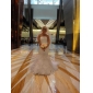 Trumpet/ Mermaid One Shouler Court Train Organza Tiered Wedding Dress
