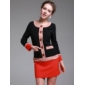 TS Round Neck Color block Button Dress