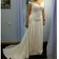 Sheath/Column Straps V-neck Court Train Chiffon Wedding Dress 