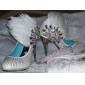 Chaussures de Soirée Similicuir Talons Aiguilles Plumes Strass