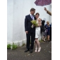 Sheath/ Column Halter Short/ Mini Satin Wedding Dress