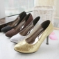Leatherette Stiletto Closed Toe Pumps With Sparkling Glitter (More Colors)