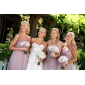 A-line V-neck Knee-length Satin Bridesmaid Dress