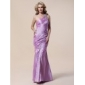 Trumpet/ Mermaid One Shoulder Floor-length Beaded Taffeta Evening Dress