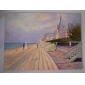 pintados a mano de pintura al óleo del paseo marítimo de Trouville de Claude Monet se extendía con marco