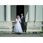 A-line V-neck Floor-length Tulle Wedding Dress 