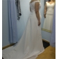 Sheath/Column Straps V-neck Court Train Chiffon Wedding Dress 