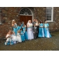 A-line Spaghetti Straps Tea-length Satin Organza Junior Bridesmaid Dress 