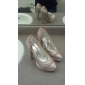 Top Quality Satin Upper High Heel Closed-toes With Lace Wedding Shoes/ Bridal Shoes