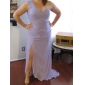 Column One Shoulder Sweep Train Chiffon Over Stretch Satin Evening Dress inspired by Jennifer Aniston at Golden Globe  