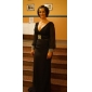 Trumpet/Mermaid V-neck Sweep Train Chiffon And Stretch Satin Evening Dress 