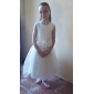 Ball Gown V-neck Tea-length Satin Flower Girl Dress 