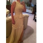  A-line Princess One Shoulder Floor-length Chiffon Evening Dress With Split Front