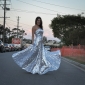 Sheath/Column  Strapless Floor-length Sequined Evening Dress 