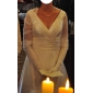 A-line V-neck Sweep/Brush Train Satin Wedding Dress 