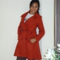 TS Ruffle Lapel Wool Blend Pea Coat