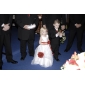 A-line Scoop Floor-length Satin Organza Flower Girl Dress
