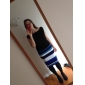 TS капот шею цвет блока полосатые bodycon платье (больше цветов)