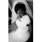 Trumpet/ Mermaid One Shouler Court Train Organza Tiered Wedding Dress