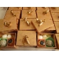 Square Damask Print Favor Box In Gold (Set of 12)