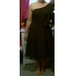 A-line One Shoulder Knee-length Chiffon Over Elastic Satin Bridesmaid Dress