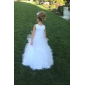 A-line Jewel Floor-length Tulle Satin Flower Girl Dress