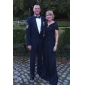 Sheath/Column V-neck Floor-length Chiffon Mother of the Bride Dress