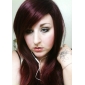 Capless Extra Long Straight Red Synthetic Wig Side Bang